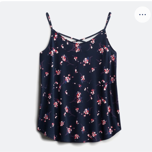 Kaileigh Tops - Kaileigh navy floral cross cross tank